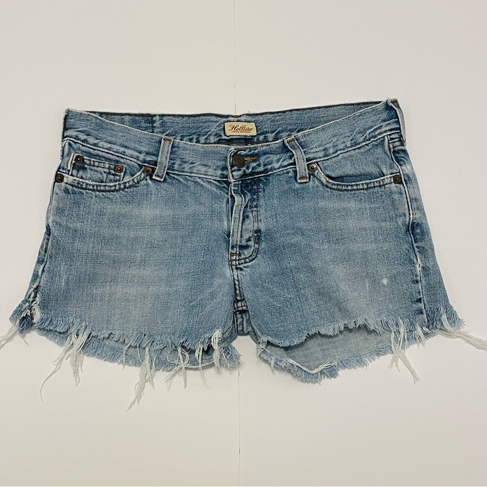 Hollister Light Blue Distressed Denim Jean Shorts